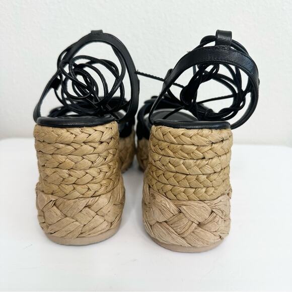 Emanuelle Vee Black Espadrilles Wrap Sandals Women's Size 37 NEW - Picture 6 of 7